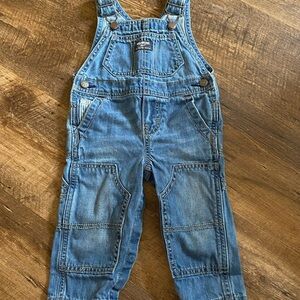OshKosh B'gosh Blue Denim Overalls Reinforced Knees